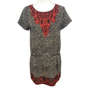 Anthropologie Kachel Silk Lace Print Shift Mini Dress Sz 2P